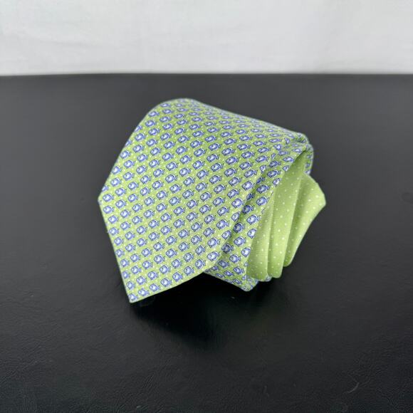 Tommy Hilfiger 100% Silk Fish Print Neck Tie Green - Picture 1 of 4